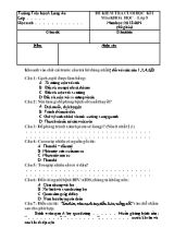 Đề kiểm tra cuối học kì 1 môn Khoa Học Lớp 5 - Năm học 2018-2019
